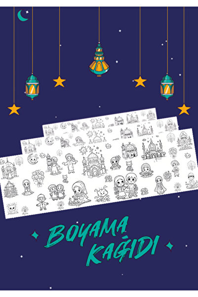 Natureplaydesign 2 metre uzunluğunda islami şekiller barındıran dini boyama k...