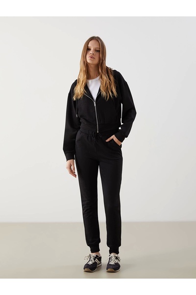 LC Waikiki Xside Black Women's Jogger Sweatpants with Elastic Waist