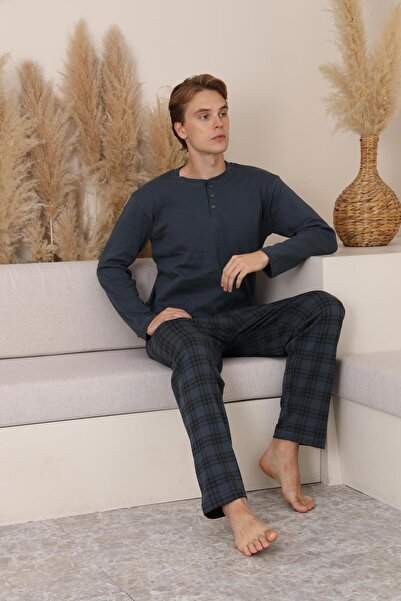 Mutlu City Men's Interlock Comfortable Fit Crew Neck High Quality Cotton Pajama Set 16675