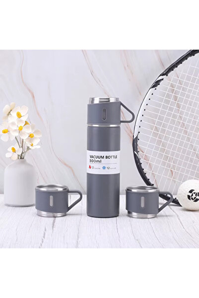 Mio Life 3-Piece Vacuum Thermos Set Stainless Steel Thermos Set (with Bag) Boxed 6 Hours 500 ml Stainless Steel