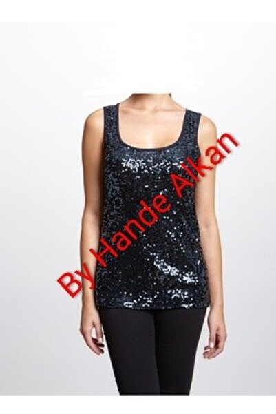 By Hande Alkan Women's Navy Blue Sequin Tank Top