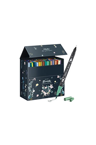 Ohuhu Maui Series Set 120 Markere, Baza Apa, Dual Tips Brush&Fineliner, Multicolor