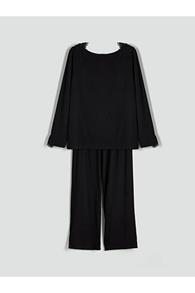 LC Waikiki LCW DREAMSiyah Bisiklet Yaka Kadın Pijama Takımı