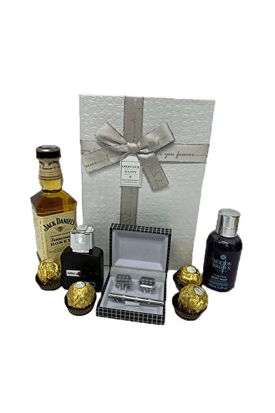 velve Set cadou Glamour pentru barbati,Parfum Ramz Silver,jack Daniel's,Gel de dus,cutie cu butoni