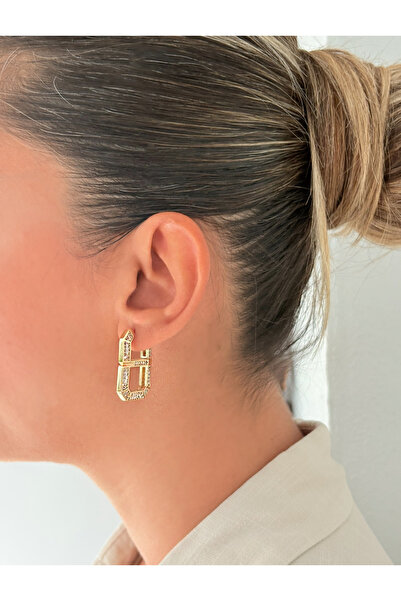 GİS JEWELRY Gold Steel Vip Eight Earrings