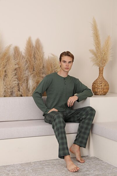 Mutlu City Men's Interlock Comfortable Fit Crew Neck High Quality Cotton Pajama Set 16675
