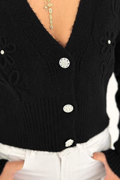 Noa Noa Women's Floral Embroidered Buttoned Premium Cardigan – Romantic & Elegant Style