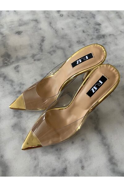 Ruiz Plexiglass & gold clogs