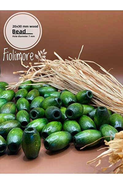 Fiolimore 20x30 мм каки зелено овално дървено мънисто (13 броя) Дизайн на чан...