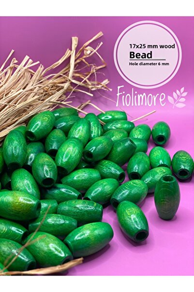 Fiolimore Mărgele de lemn ovale verde de 17x25 mm (50 grame 18 bucăți) Design...
