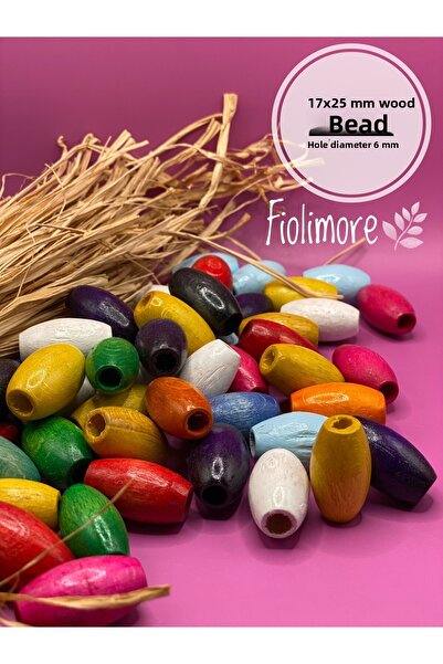 Fiolimore Mărgele ovale din lemn de culori mixte de 17x25 mm (50 grame 18 buc...