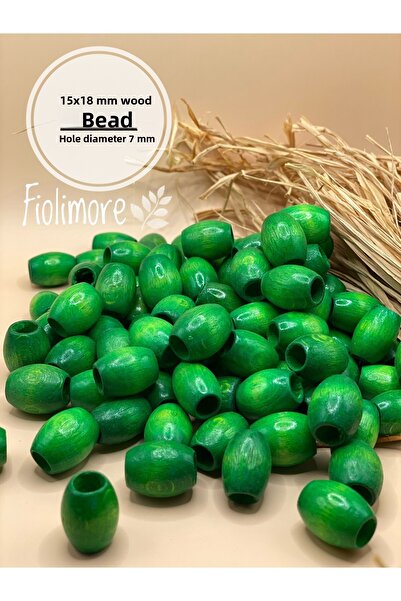 Fiolimore خرز خشبي بيضاوي أخضر 15 × 18 مم (50 جرام 40 قطعة) تصميم حقيبة مكرام...