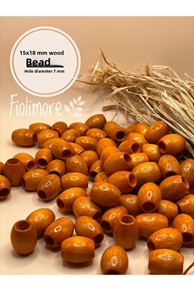 Fiolimore خرز خشبي بيضاوي برتقالي 15 × 18 مم (50 جرام 40 قطعة) تصميم حقيبة مك...