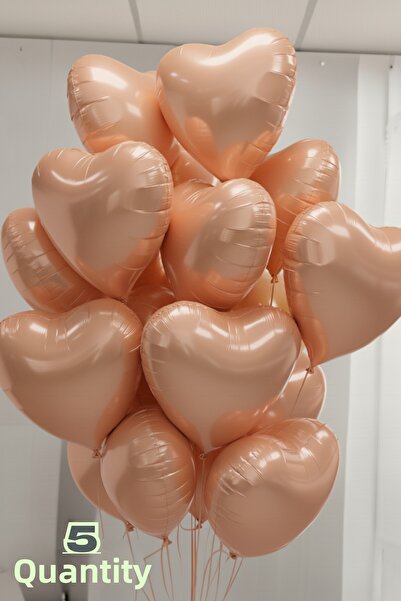 Baloncu Nene 5 قطع من بالونات القلب الذهبية الوردية مع شريط بالونات الهيليوم ...