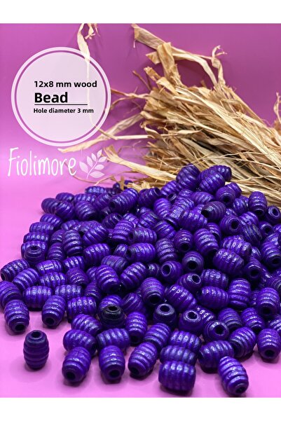 Fiolimore 12x8 мм лилави овални дървени мъниста с усукана тръбичка (50 грама,...