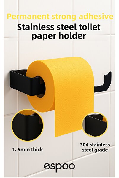 Espoo Design حامل ورق التواليت من الفولاذ المقاوم للصدأ اللاصق، حامل المناشف ...