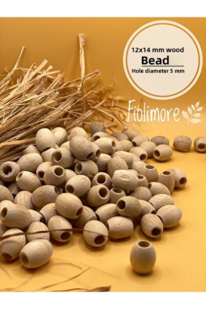 Fiolimore خرز خشبي بيضاوي خام 12 × 14 مم (50 جرام 75 قطعة) خرز خشبي بتصميم حق...