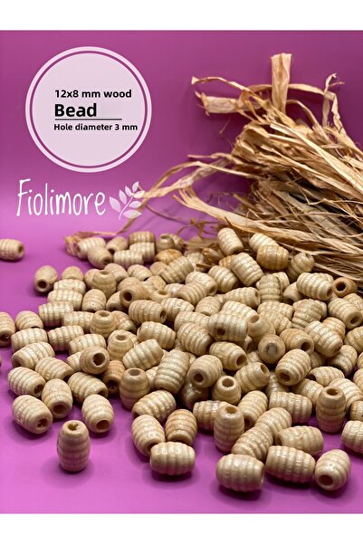 Fiolimore 12x8 ملم خرز خشبي بيضاوي مطلي باللون البني (50 جرام 114 قطعة) قطر ا...