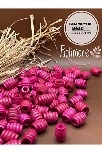 Fiolimore 16x12 ملم حبات خشبية بيضاوية وردية فوشيا على شكل ماسكارا (50GRAM58P...