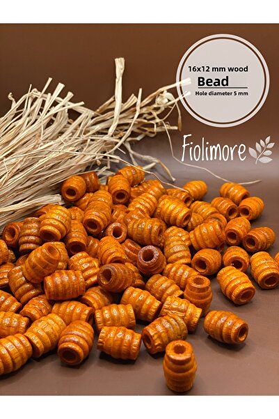 Fiolimore 16x12 мм оранжеви овални дървени мъниста с усукана тръбичка (50 гра...