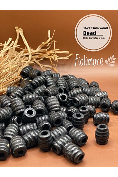 Fiolimore 16x12 ملم خرز خشبي بيضاوي أسود على شكل ماسكارا (50 جرام 58 قطعة) قط...