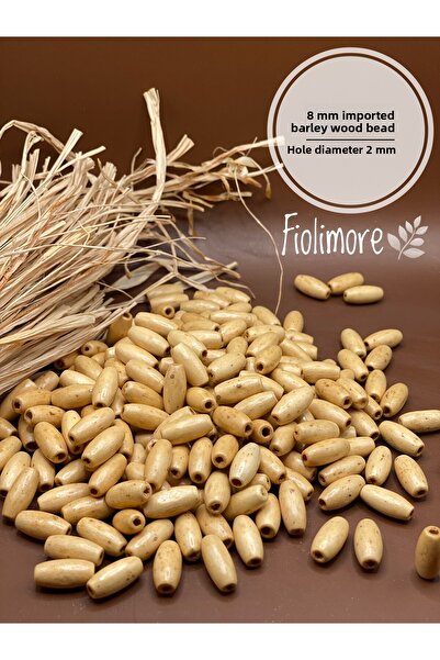 Fiolimore 8 ملم نموذج الجاودار المستورد خرز خشبي مطلي بفتحة قطر 2 ملم (25 جرا...