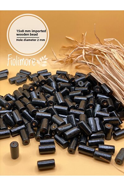 Fiolimore 15x8 ملم (25 جرام 63 قطعة) أنبوب قطع أسود خرز خشبي قطر الفتحة 2 ملم...