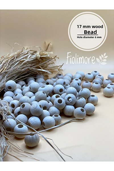 Fiolimore خرز خشب خام 17 ملم (50 جرام 30 قطعة) قطر الفتحة العريضة 6 ملم حقيبة...