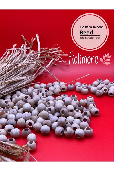 Fiolimore Χάντρες από ακατέργαστο ξύλο 12 mm (50 Gr 97 τεμάχια) Διάμετρος τρύ...