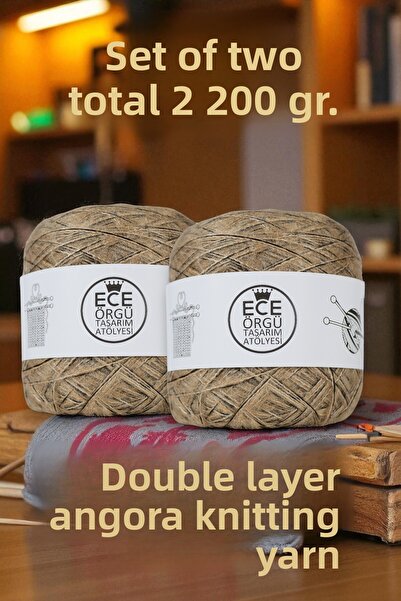 Ece Örgü Tasarım Atölyesi Ață de tricotat angora cu două straturi, amestec de...