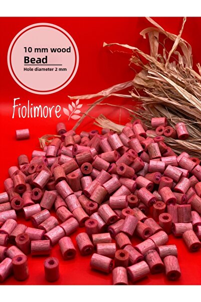 Fiolimore Mărgele din lemn de țeavă decupată roz de 10 mm (50 grame 190 bucăț...