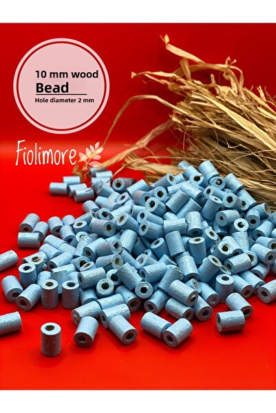 Fiolimore خرز خشبي أنبوبي مقصوص باللون الأزرق 10 ملم (50 جرام 190 قطعة) قطر ا...