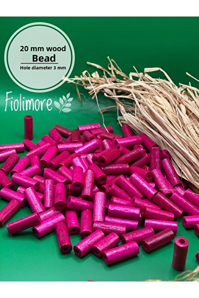 Fiolimore 20 мм фуксия розови дървени мъниста (50 грама, 120 броя) Диаметър н...