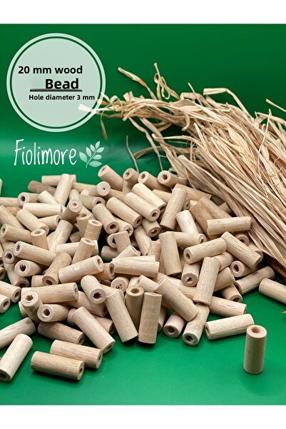 Fiolimore خرز خشبي أنبوبي مقطوع خام 20 ملم (50 جرام 120 قطعة) قطر الفتحة 3 مل...