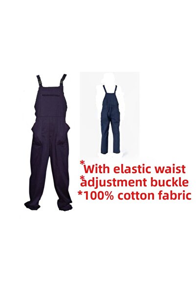 MARTEN Black Worker's Overall, Garden Overall, Suspended Summer Worker's Overall Gabardine Cotton Fabric