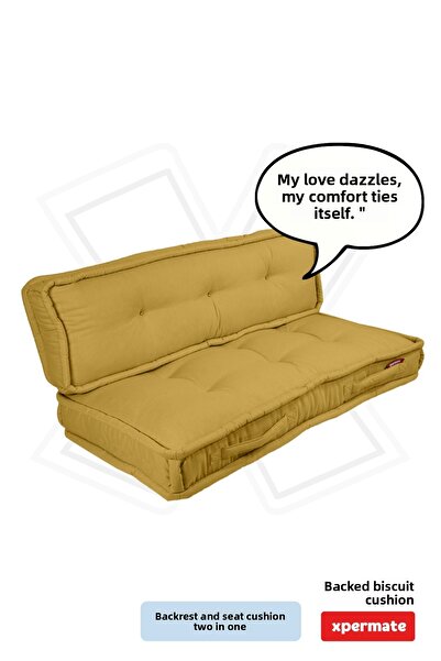 XPERMATE Pernă de podea pentru biscuiți Fagure de miere Pernă de față pentru paletă Pernă de bancă și de grădină 60x120x14 Cm Muștar