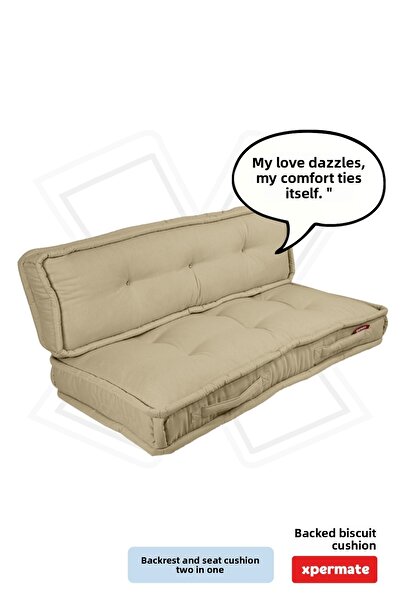 XPERMATE Biscuit Floor Cushion Honeycomb Front Pallet Cushion Bench and Garden Cushion 60X120X14 cm Beige