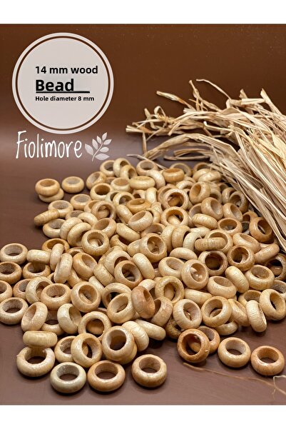 Fiolimore خرز خشبي مطلي 14 ملم خرز خشبي مسطح (25 جرام 80 قطعة) قطر الفتحة 8 م...
