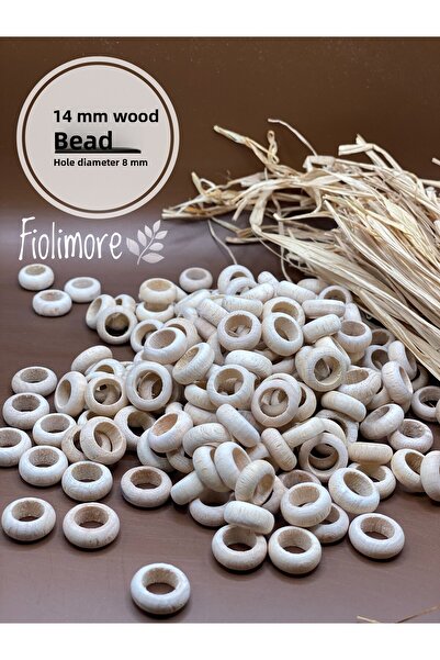 Fiolimore خرز خاتم مسطح من الخشب الخام مقاس 14 مم (25 جرام 80 قطعة) قطر الفتح...