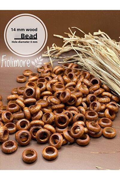 Fiolimore 14 мм кафяв дървен плосък пръстен (25 грама, 80 броя) Диаметър на о...