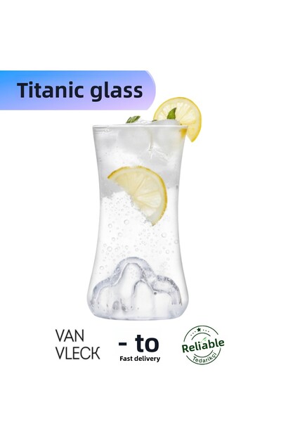 VAN VLECK Titanic Iceberg Figured Glass Cup – Transparent, Decorative, Special Design Water and Beverage Cup