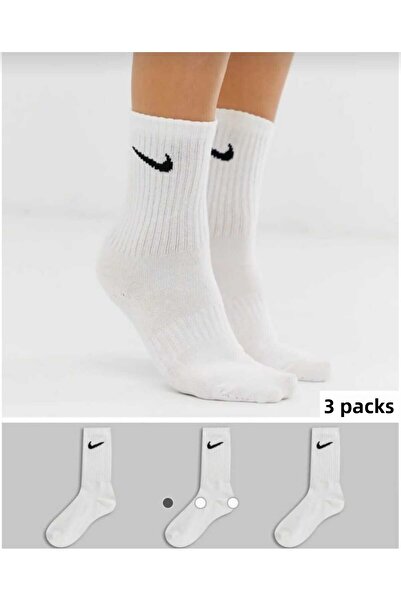UFKSTORE White Sports Crew 3Pr 3-Piece Socks with Logo