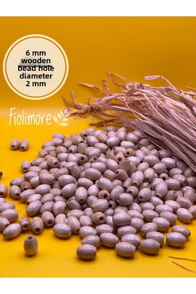 Fiolimore Mărgele din lemn de orz lăcuit de 6 mm (25 grame 110) gaură interio...