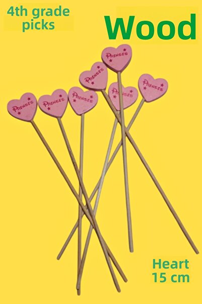 Armashine 20 قطعة من أعواد تنظيف الأسنان الخشبية على شكل قلب الأميرة باللون ا...