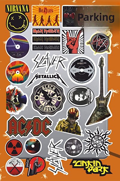 Hediyeni Al مجموعة ملصقات روك ميتال V1 |   ملصق للكمبيوتر المحمول والدفتر والتابلت والهاتف ودفتر الملاحظات ومجلة البوليت