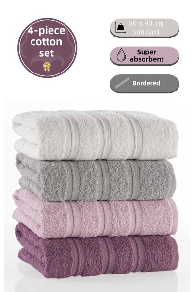 Acacia 4-Piece Towel Set High Absorbent Gla - Powder Tones 50X90 cm