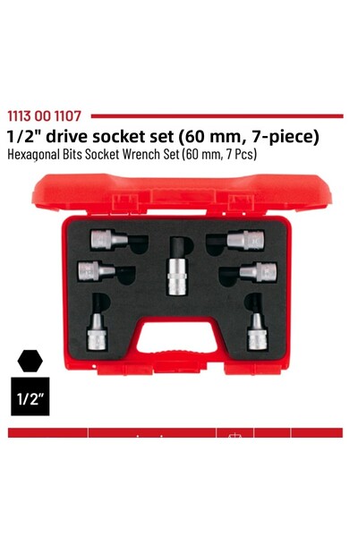 İzeltaş Socket Allen Wrench Set 1/2 (7 Pieces: 5-6-7-8-10-12-14) (Allen)