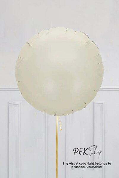 PEKSHOP بالون ريترو كريمي دائري من الفويل مقاس 18 بوصة