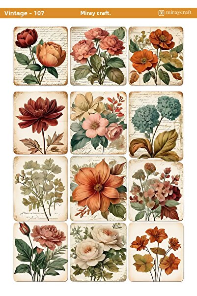 MirayDesign 1 autocolant tematic vintage (12x17 cm) pentru Bullet Journal, al...