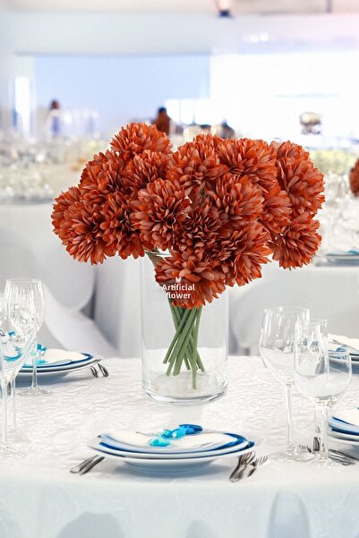 Yapay Çiçek Deposu Τεχνητό λουλούδι Χρυσάνθεμο 7 τεμάχια Μίνι Χιονομπάλες 28 εκ. Μαύρο-Κεχριμπαρένιο